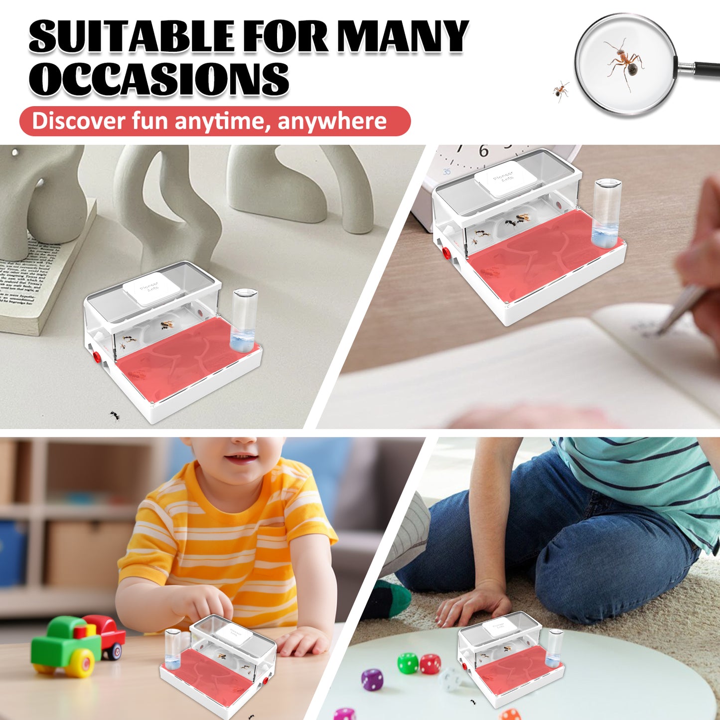 Pioneer Ants Ant Farm – 3D Printed &amp; Acrylic Ant Habitat with Expansion Ports, Water Tower &amp; Sand Nest | Indoor Ant Colony Starter Kit for Beginners &amp; Advanced Keepers (No Ants Included)