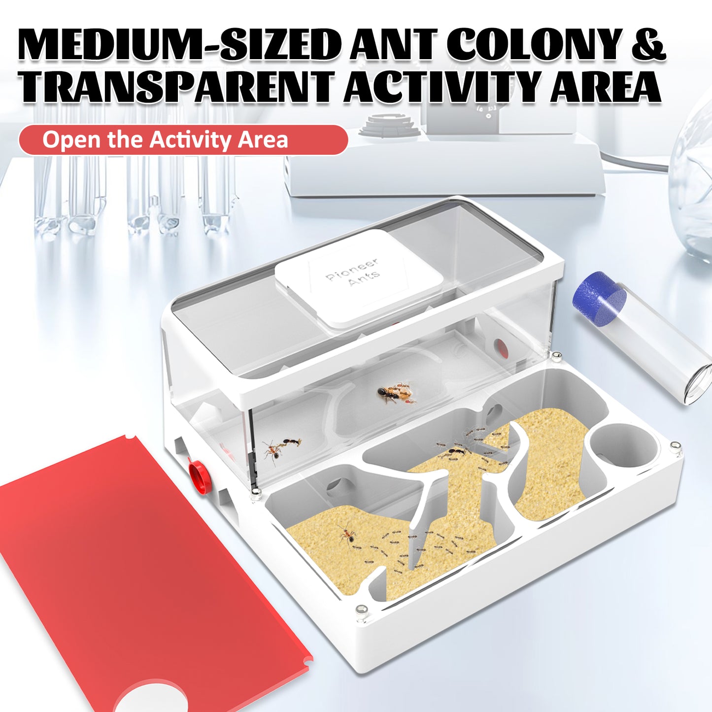 Pioneer Ants Ant Farm – 3D Printed &amp; Acrylic Ant Habitat with Expansion Ports, Water Tower &amp; Sand Nest | Indoor Ant Colony Starter Kit for Beginners &amp; Advanced Keepers (No Ants Included)